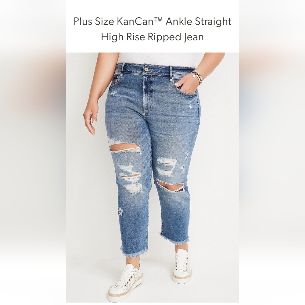 Kancan ankle straight ripped jeans size 18